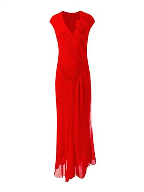 Alejandra Alonso Rojas, Draped Chiffon Carnation Dress