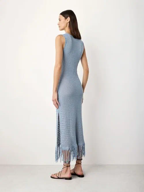 Alejandra Alonso Rojas, Light Blue Hand Crochet Dress, S — view 3
