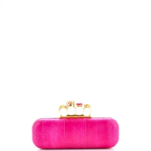 Alexander McQueen, Pre-Loved Knuckle Box Clutch Python Long — view 3