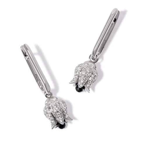 Annoushka, Tulips 14ct White Gold Diamond Drop Earrings, OS, White