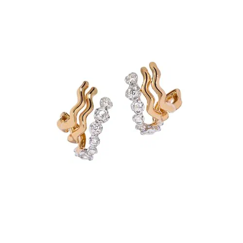 Annoushka, Whoopsie Daisy Triple Hoop Earrings, 18ct Yellow & White Gold