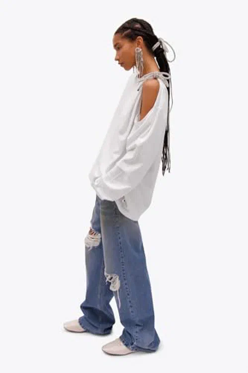 AREA, Crystal Fray Relaxed Jean — view 3