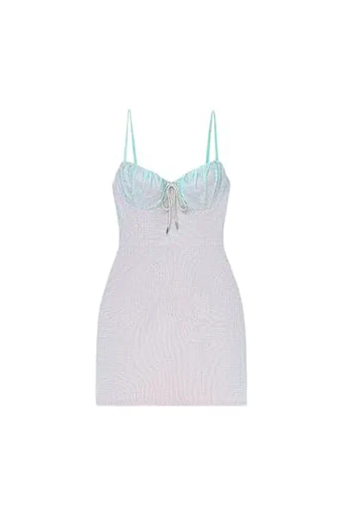AREA, Crystal Hotfix Mini Dress, S