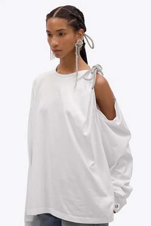 AREA, Crystal Knot Long Sleeve T-Shirt, S — view 3