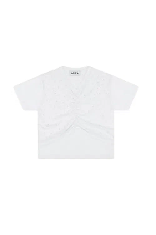 AREA, Girly Rib Knit Short Sleeve Top, S, Off White