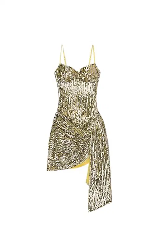 AREA, Wrapped Sequin Mini Dress, XL