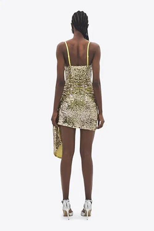 AREA, Wrapped Sequin Mini Dress, XL — view 3