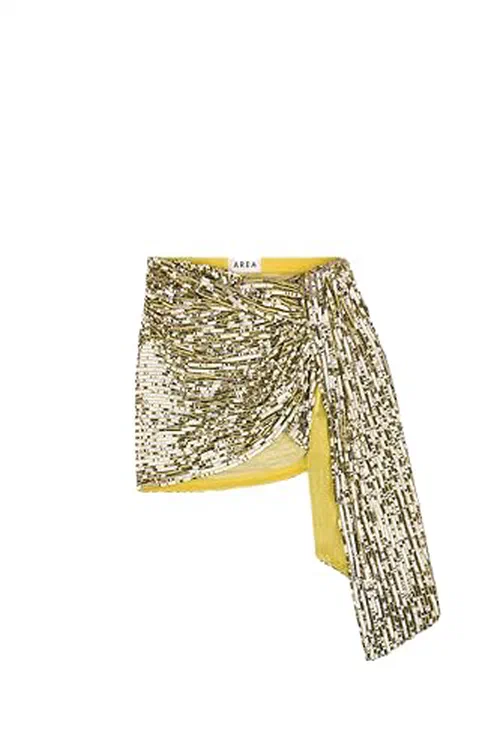 AREA, Wrapped Sequin Mini Skirt, XS