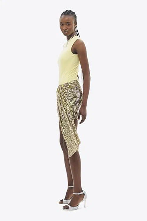 AREA, Wrapped Sequin Mini Skirt, XS — view 3