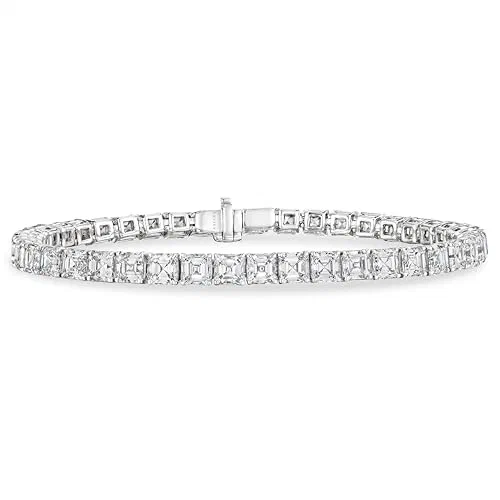 Ariel 10.95 Carat Asscher Cut Diamond Tennis Bracelet in 18K White Gold