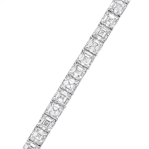 Ariel 10.95 Carat Asscher Cut Diamond Tennis Bracelet in 18K White Gold — view 3