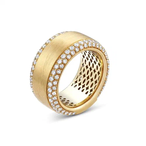 Astor 1.25 Carat Diamond Band 18K Gold Satin-Brushed Pavé Ring