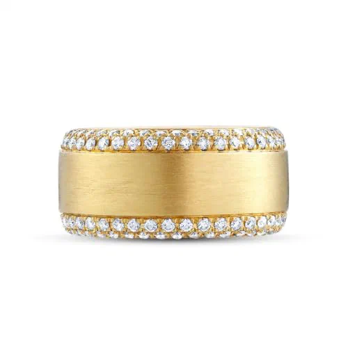 Astor 1.25 Carat Diamond Band 18K Gold Satin-Brushed Pavé Ring — view 3