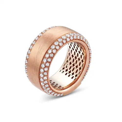 Astor 1.25 Carat Diamond Band 18K Rose Gold Satin-Brushed Pavé Ring