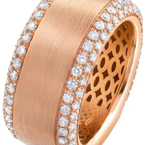 Astor 1.25 Carat Diamond Band 18K Rose Gold Satin-Brushed Pavé Ring — view 3