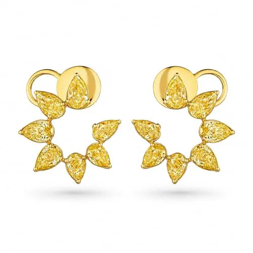 Aurelia Sun 4.48 Carat Yellow & White Diamond Earrings in 18K White Gold