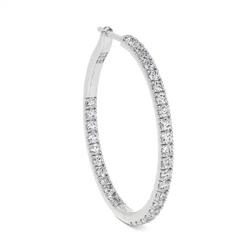 Ava 0.85 Carat Diamond Hoop Earrings in 18K White Gold — view 3