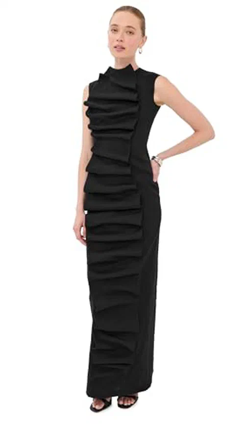 A.W.A.K.E. Mode Women's Bib Front Maxi Dress