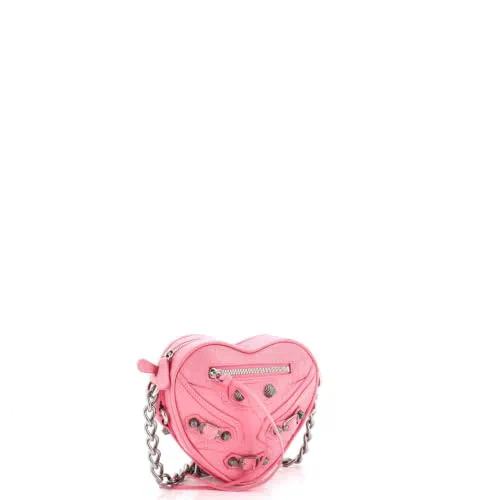 Balenciaga, Pre-Loved Le Cagole Giant Studs Heart Chain Bag Leather Mini — view 3