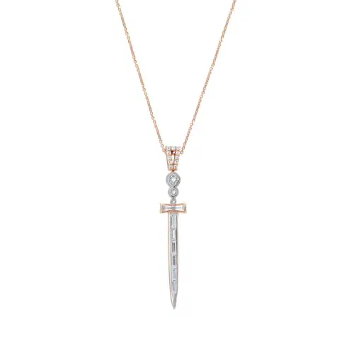 Bee Goddess, Sword Gold Diamond Necklace