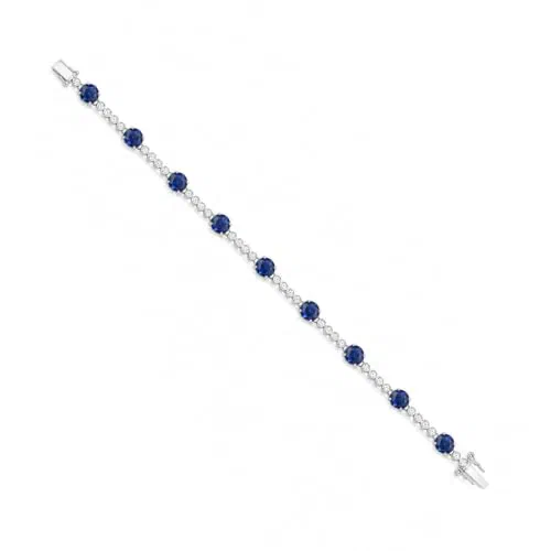 Blue Sonata 10.83 Carat Blue Sapphire & Diamond Tennis Bracelet in 18K White Gold