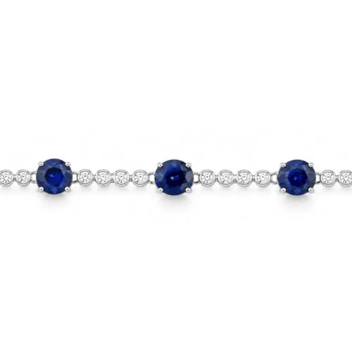 Blue Sonata 10.83 Carat Blue Sapphire & Diamond Tennis Bracelet in 18K White Gold — view 3