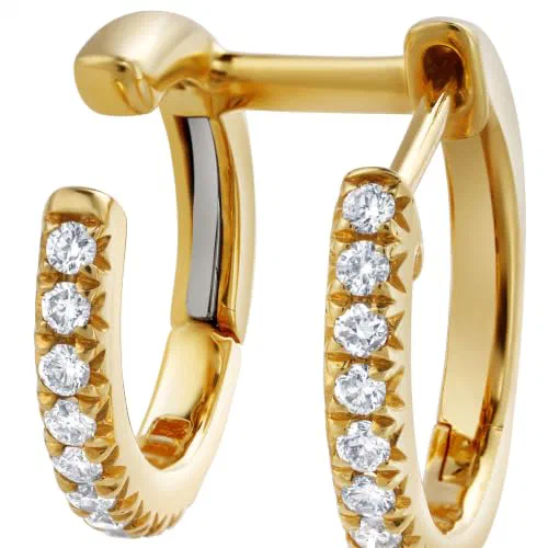 Bonded 1.10 Carat Diamond Hoop Earrings in 18K Gold — view 3