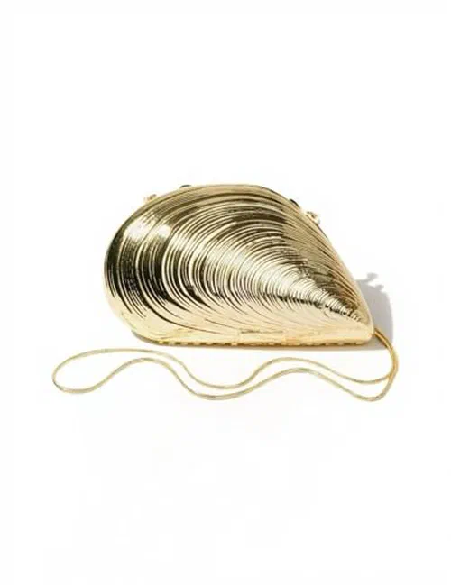 Bridget Metal Oyster Clutch