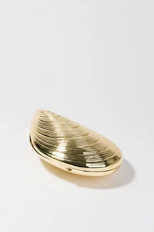 Bridget Metal Oyster Clutch — view 3