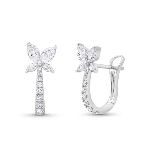 Butterfly .85 Carat Marquise and Round Diamond Cuff Earrings in 18K Gold