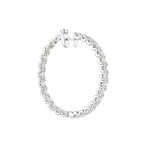 Caelune 9.97 Carat Diamond Hoop Earrings in 18K White Gold — view 3