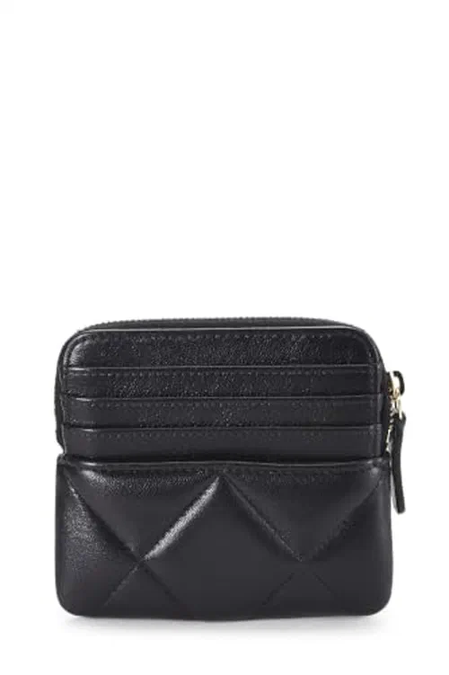 Chanel, Pre-loved Black Quilted Lambskin 19 Zip Coin Purse — view 3