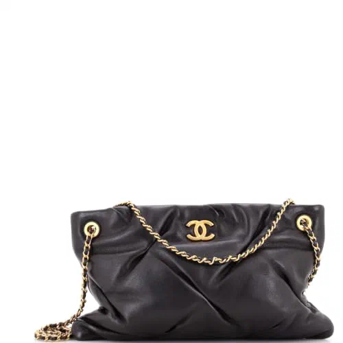 Chanel, Pre-Loved CC Chain Ruched Shoulder Bag Large