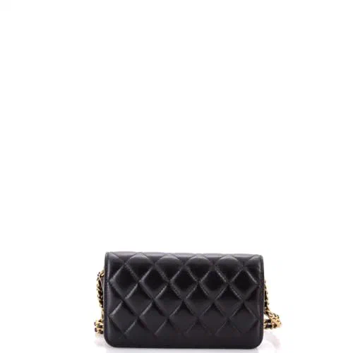 Chanel, Pre-Loved CC Woven Flap Phone Holder with Chain — view 3