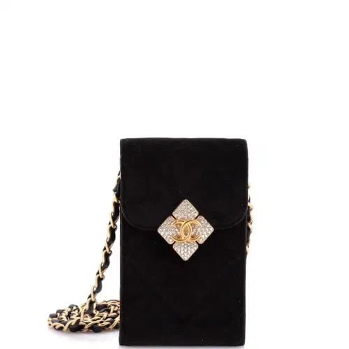 Chanel, Pre-Loved Diamond Lock CC Phone Holder with Chain