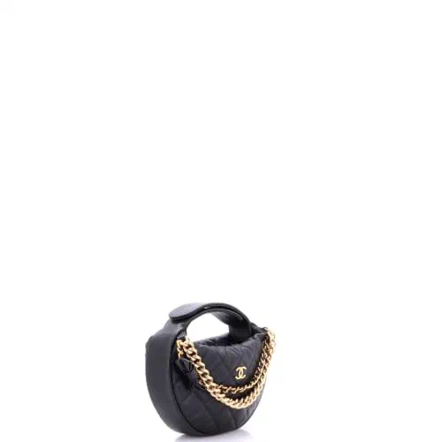 Chanel, Pre-Loved Double Chain Bow Hobo Pouch Mini — view 3