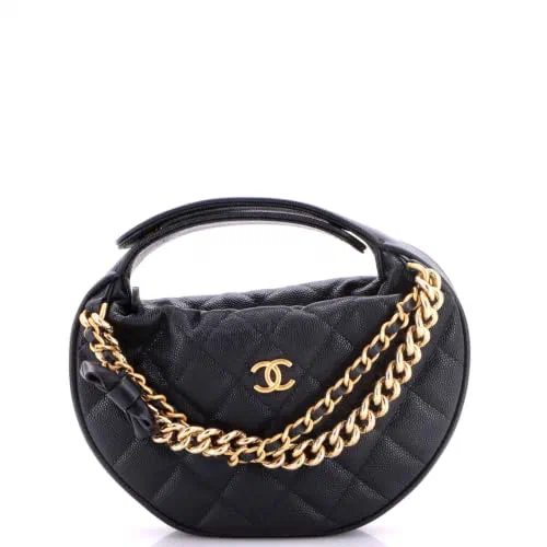 Chanel, Pre-Loved Double Chain Bow Hobo Pouch Mini