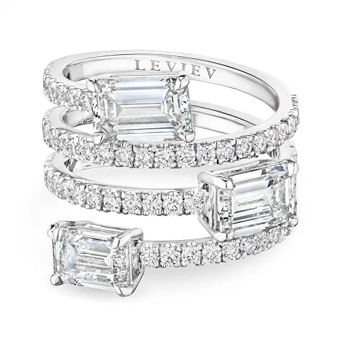 Chapman 4.29 Carat Emerald Diamond Spiral Ring in 18K White Gold