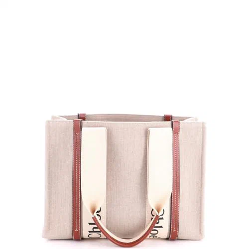Chloe, Pre-Loved Woody Tote Canvas with Leather Medium — view 3
