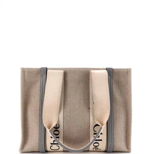 Chloe, Pre-Loved Woody Tote Canvas with Leather Medium — view 3
