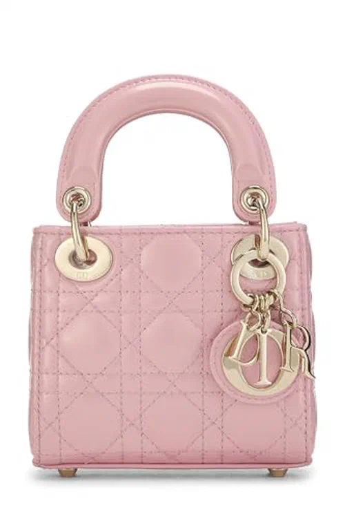 Christian Dior, Pre-loved Pink Patent Leather Lady Dior Micro
