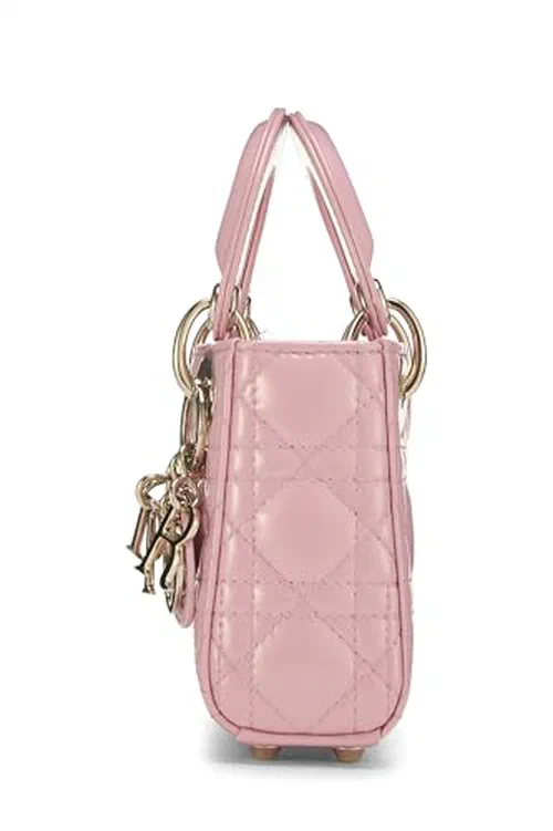 Christian Dior, Pre-loved Pink Patent Leather Lady Dior Micro — view 3