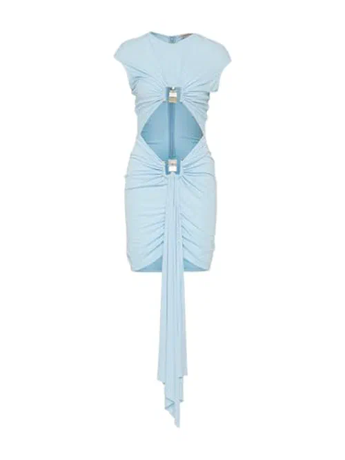 Christopher Esber, Bezel Quartz Disconnect Short Sleeve Mini Dress