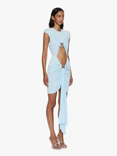 Christopher Esber, Bezel Quartz Disconnect Short Sleeve Mini Dress — view 3