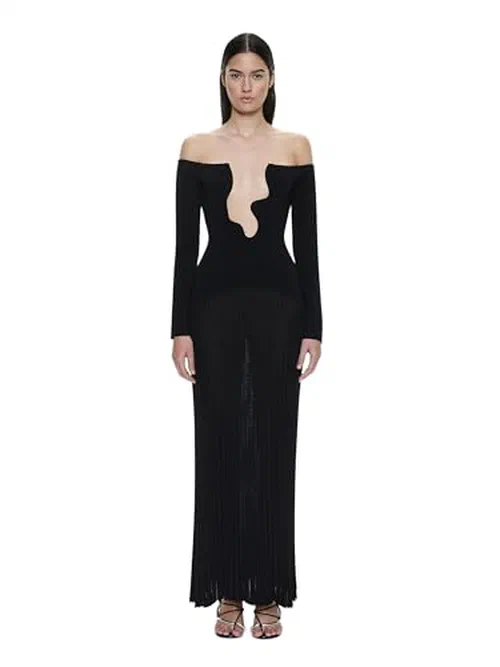 Christopher Esber, Salacia Pleated Off Shoulder Dress, M