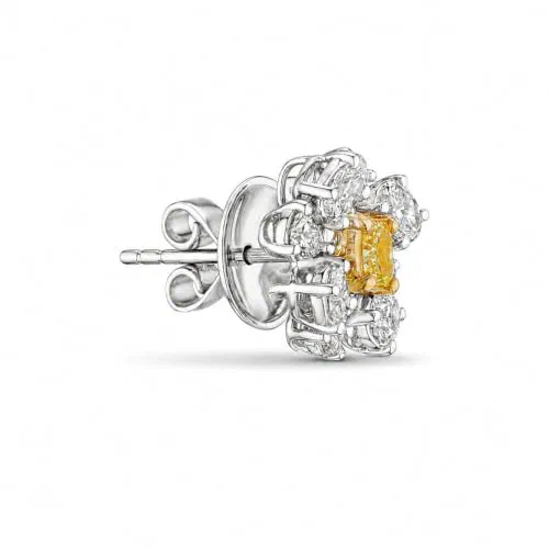 Citrine Blossom 2.55 Carat Diamond Stud Earrings in 18K White Gold — view 3