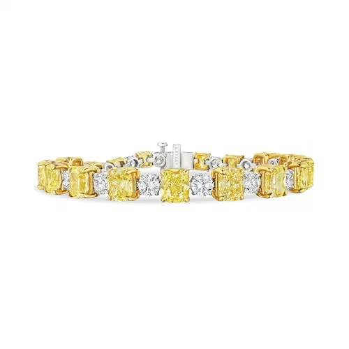Crowned Cele 25.73 Carat Diamond Tennis Bracelet in 18K White Gold