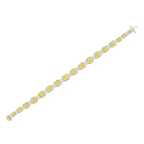 Crowned Cele 25.73 Carat Diamond Tennis Bracelet in 18K White Gold — view 3