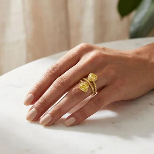 Dawnheart 2.92 Carat Diamond Bypass Ring in 18K Yellow Gold — view 3