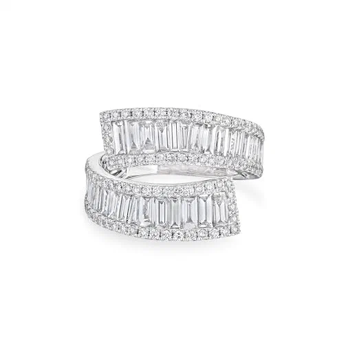 Éclosion Arch 2.4 Carat Tapered Baguettes Bypass Ring in 18K White Gold